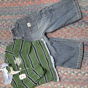 Boys 12m Childrens Place Rugby Preppy Top & Jeans